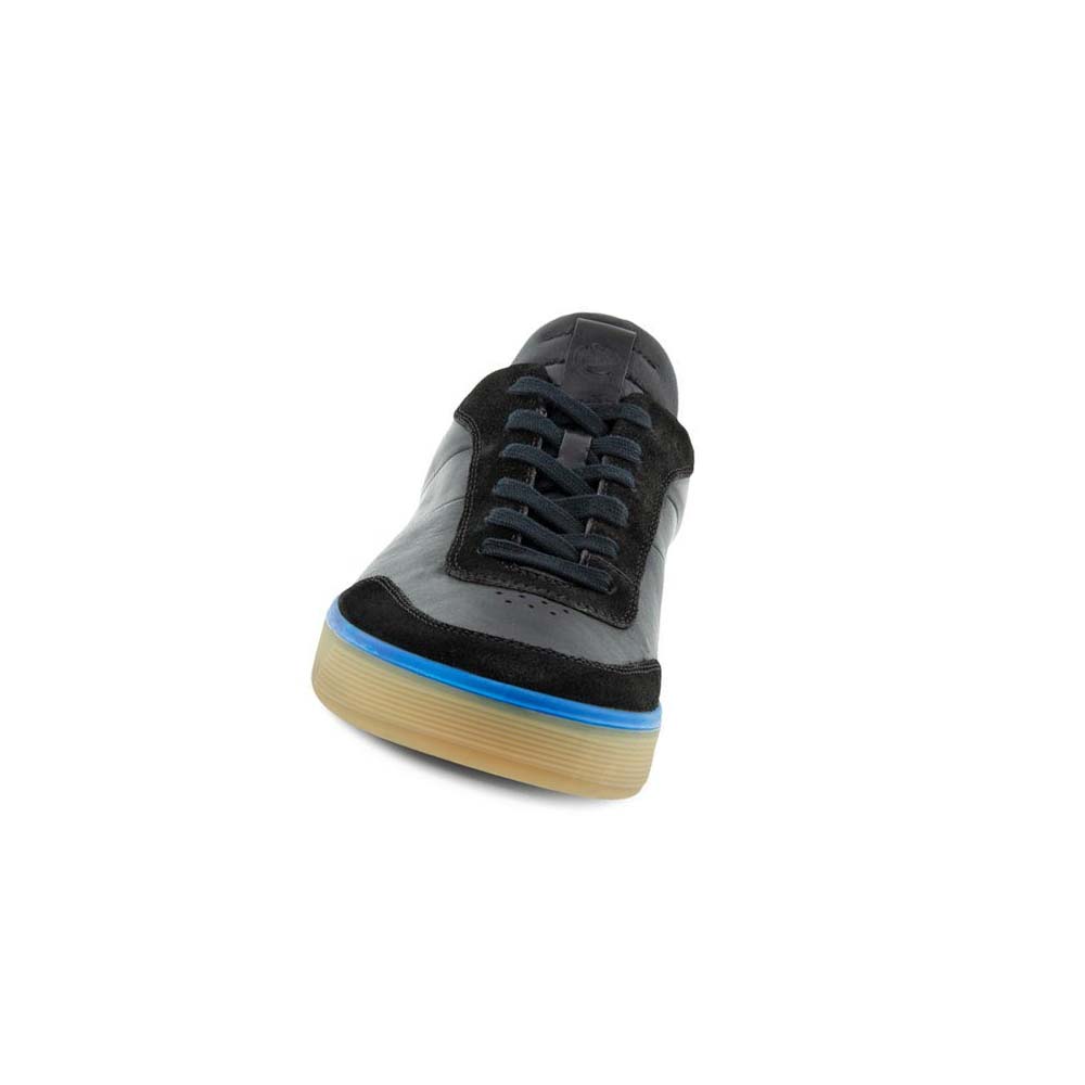 Men's Ecco Street Tray M Laced Casual Shoes Black / Blue | USA 496AHK